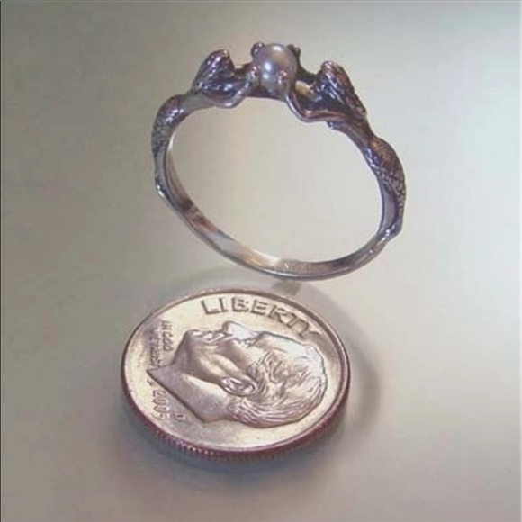 Mermaid ring sterling silver with pearl - Picture 4 of 5